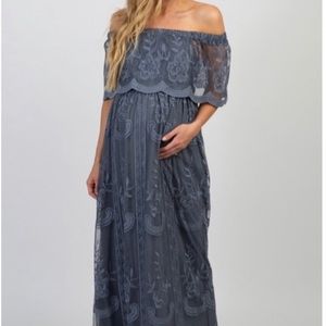 Pinkblush Blue Lace Maternity Dress